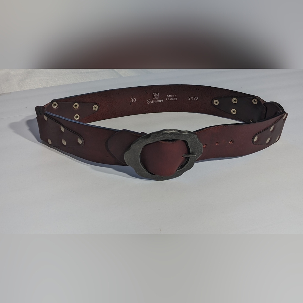 Salvatori Saddle Leather Brown Belt, Size 30